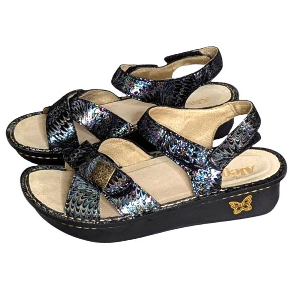 Alegria Lula Leather Adjustable Backstrap Sandals Glam Bam 37 US 7 Wide Width - Picture 4 of 16